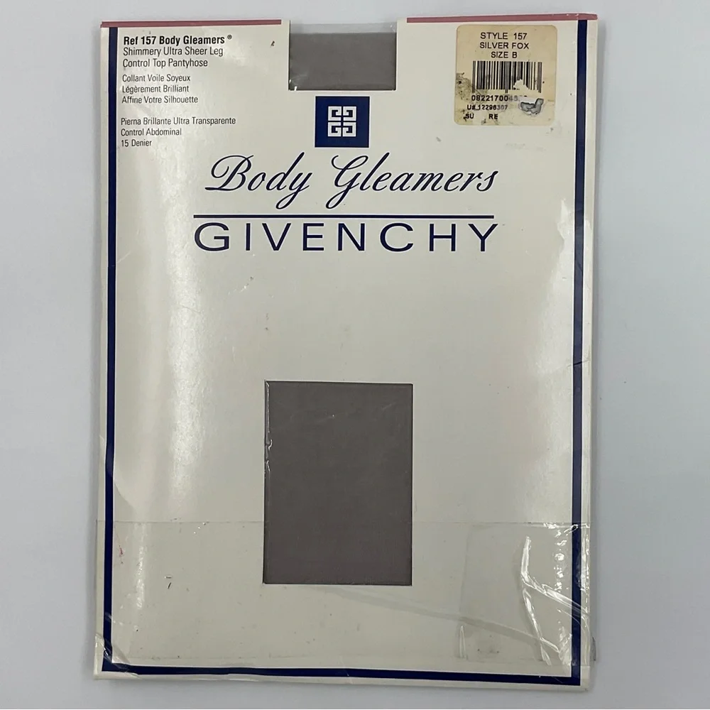 Givenchy NWT Vintage 1996 Body Gleamers Shimmery Sheer Pantyhose Silver Fox 157